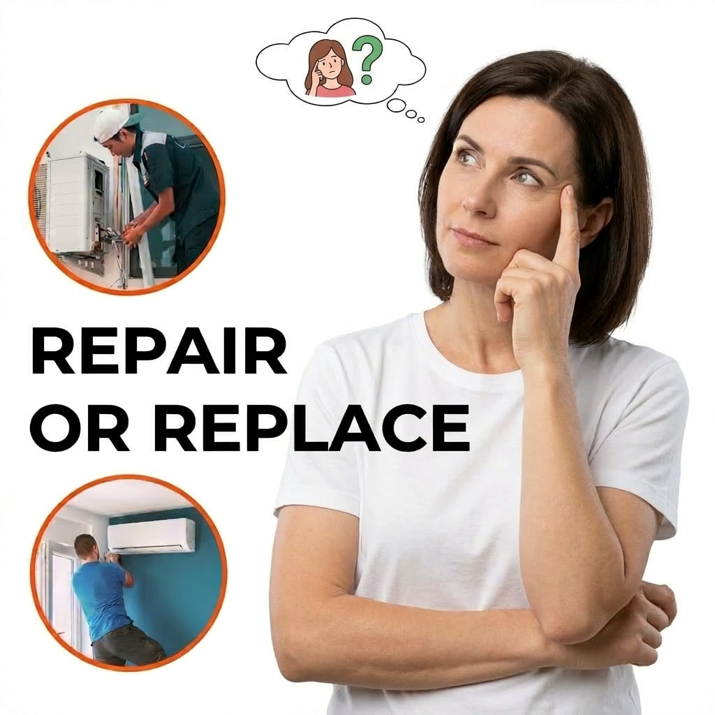 a home owner thinking about repair or replace of air conditioning system